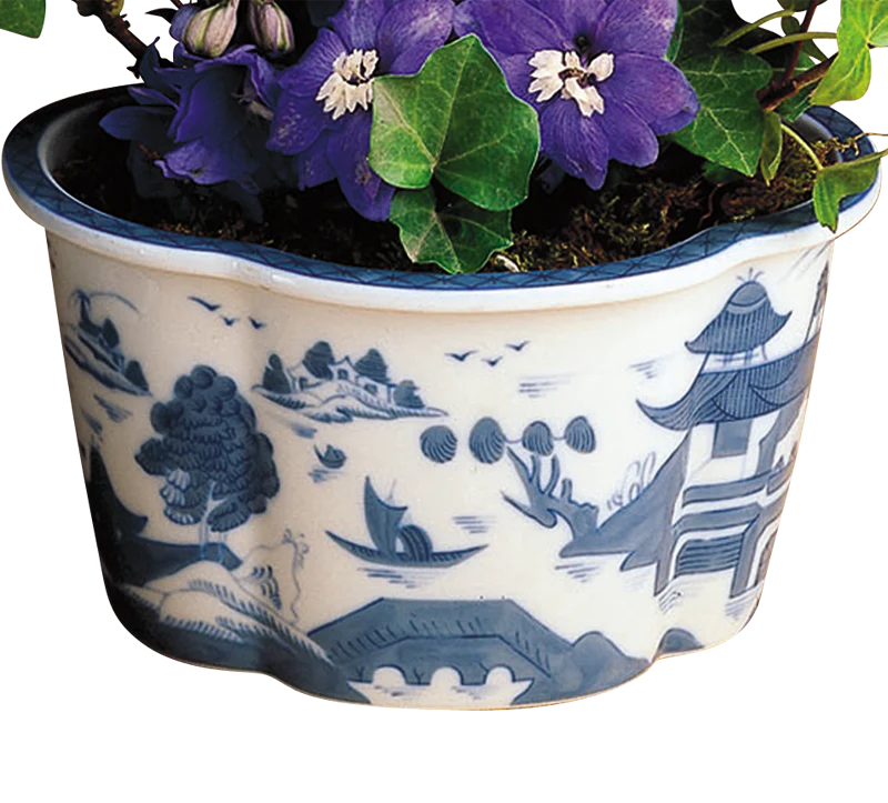 Blue Canton 4 Lobed Cachepot