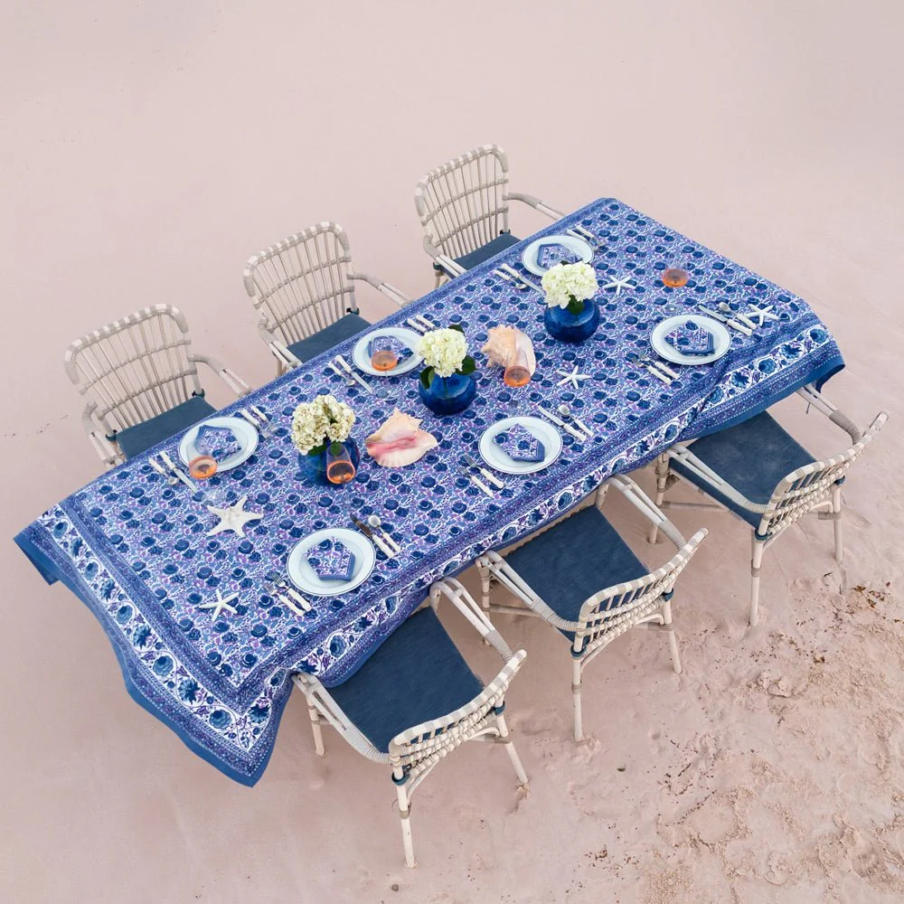 Bohemian Floral Blues & Purple Tablecloth 60 X 90 - Image 3