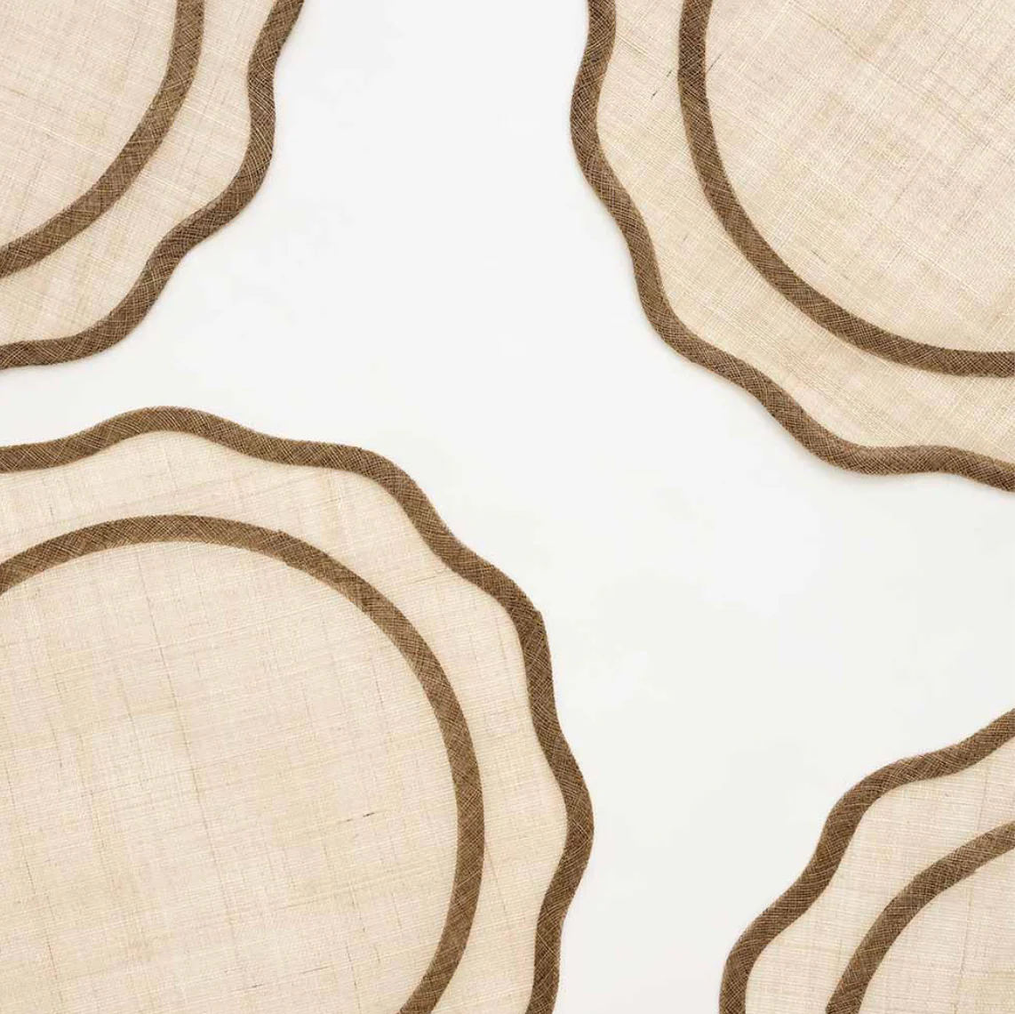 Brown Scalloped Rice Paper Placemat Set of 4 - Image 2