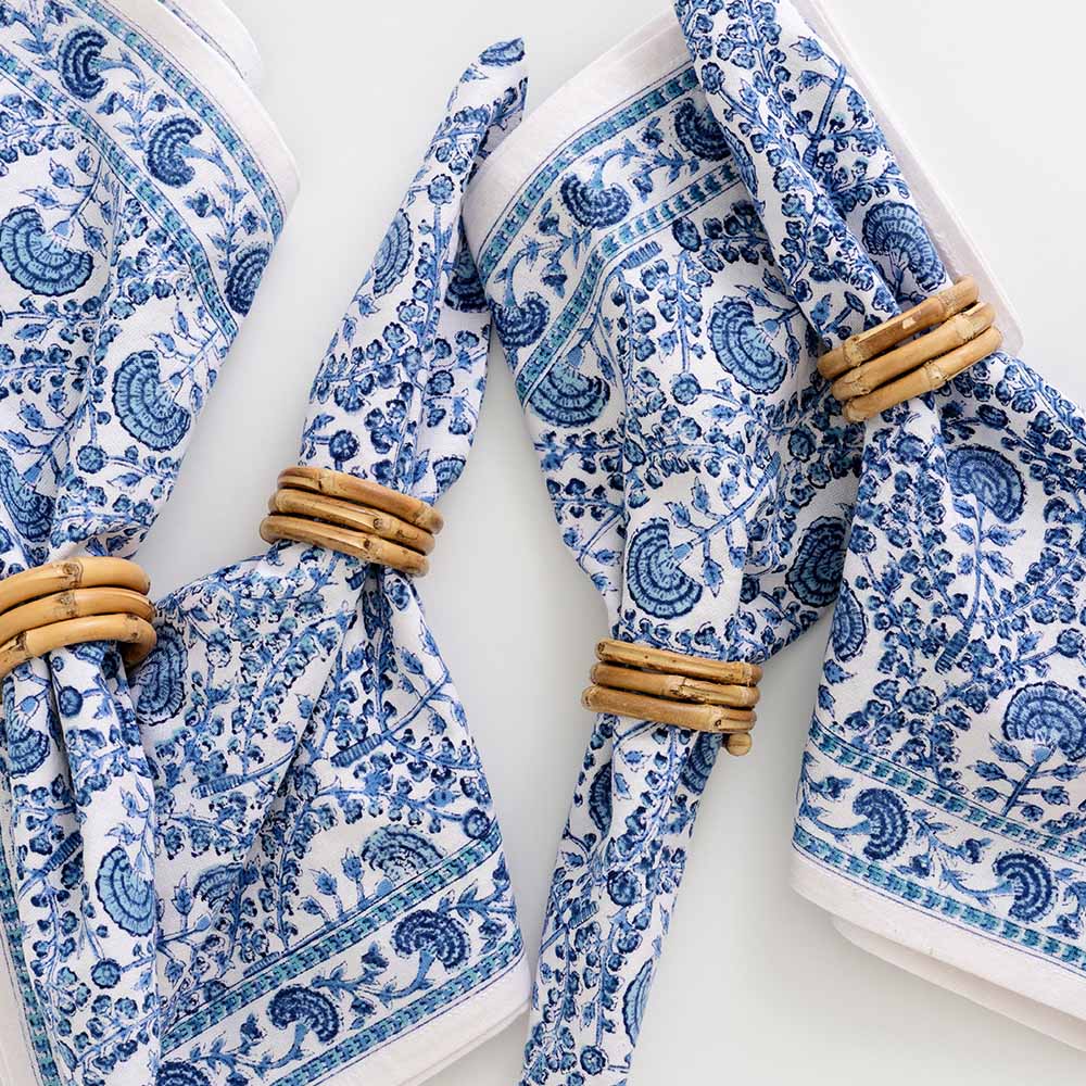 Caroline Blue Floral Napkins Set/4