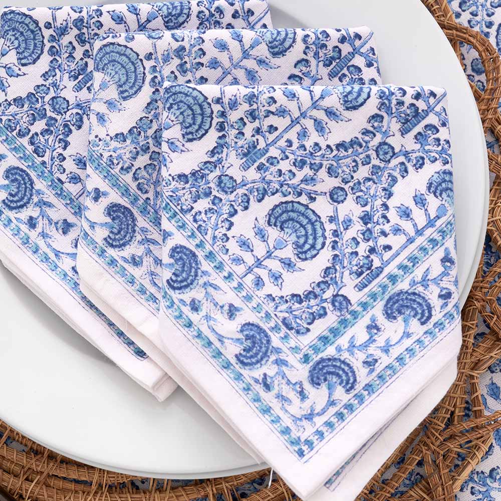 Caroline Blue Floral Napkins Set/4 - Image 3
