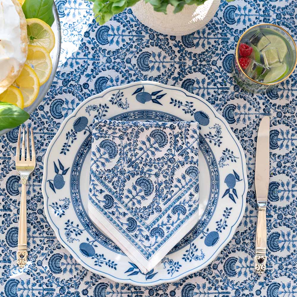 Caroline Blue Floral Tablecloth - Image 3