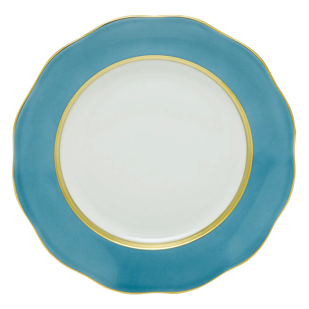 Silk Ribbon Turquoise Dessert Plate 8.25"d - Image 2