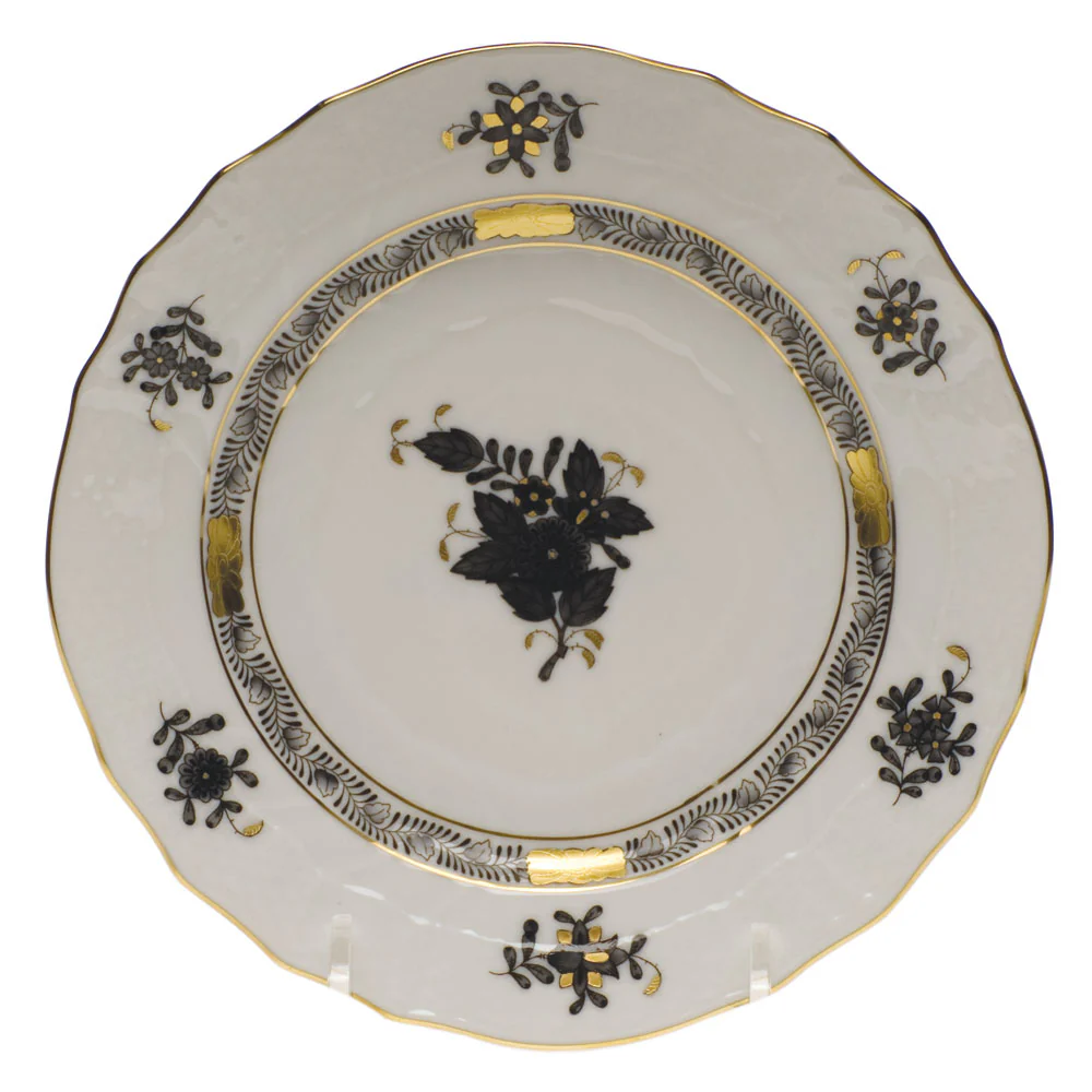 Chinese Bouquet Black Bread And Butter Plate 6"d - Black - Image 2