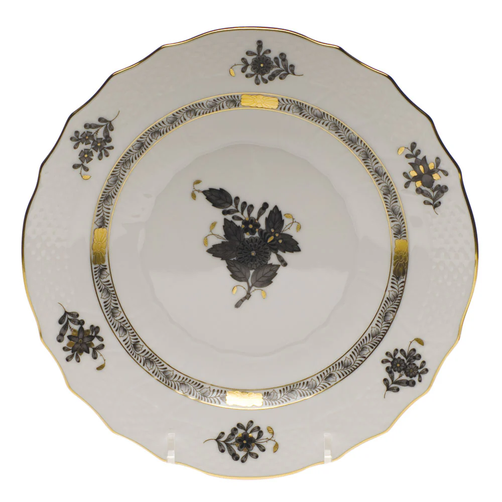Chinese Bouquet Black Salad Plate 7.5"d - Black - Image 2