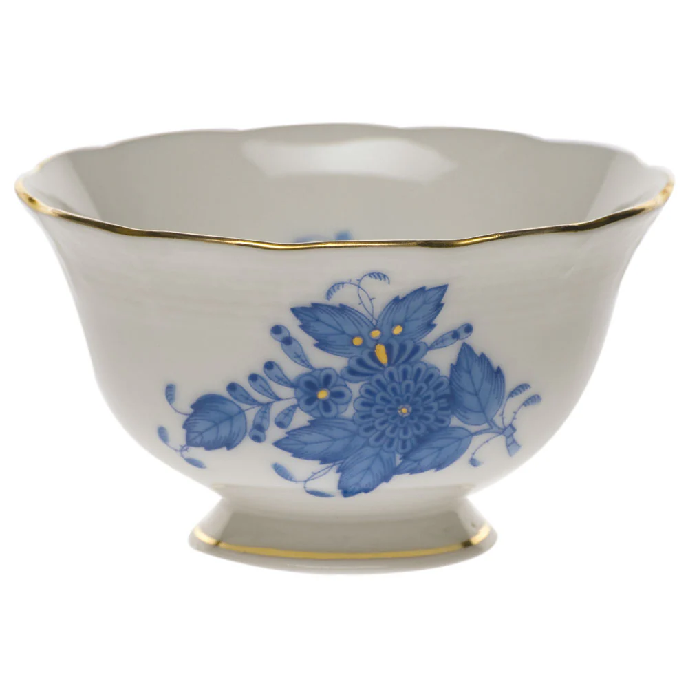 Chinese Bouquet Blue Open Sugar Bowl  3"d 1.5"h