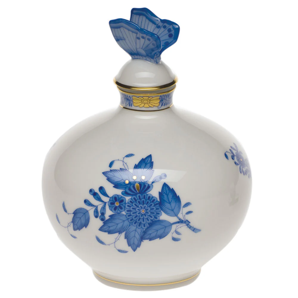 Chinese Bouquet Blue Perfume W/butterfly  4"w X 5"h