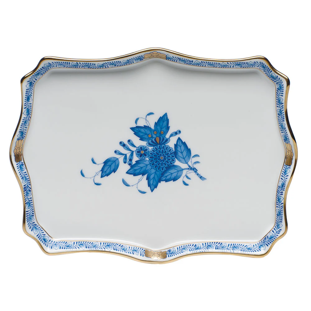 Chinese Bouquet Blue Small Tray 7.5"l X 5.5"w