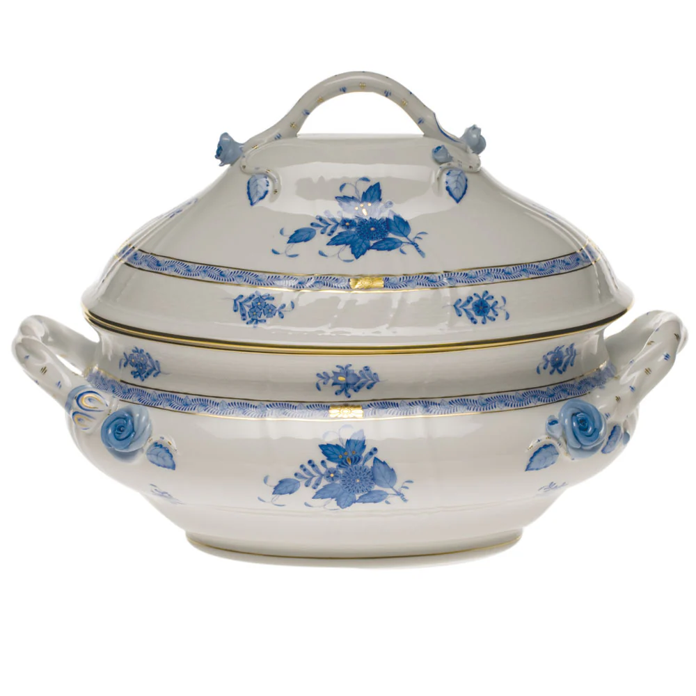 Chinese Bouquet Blue Tureen W/branch handles