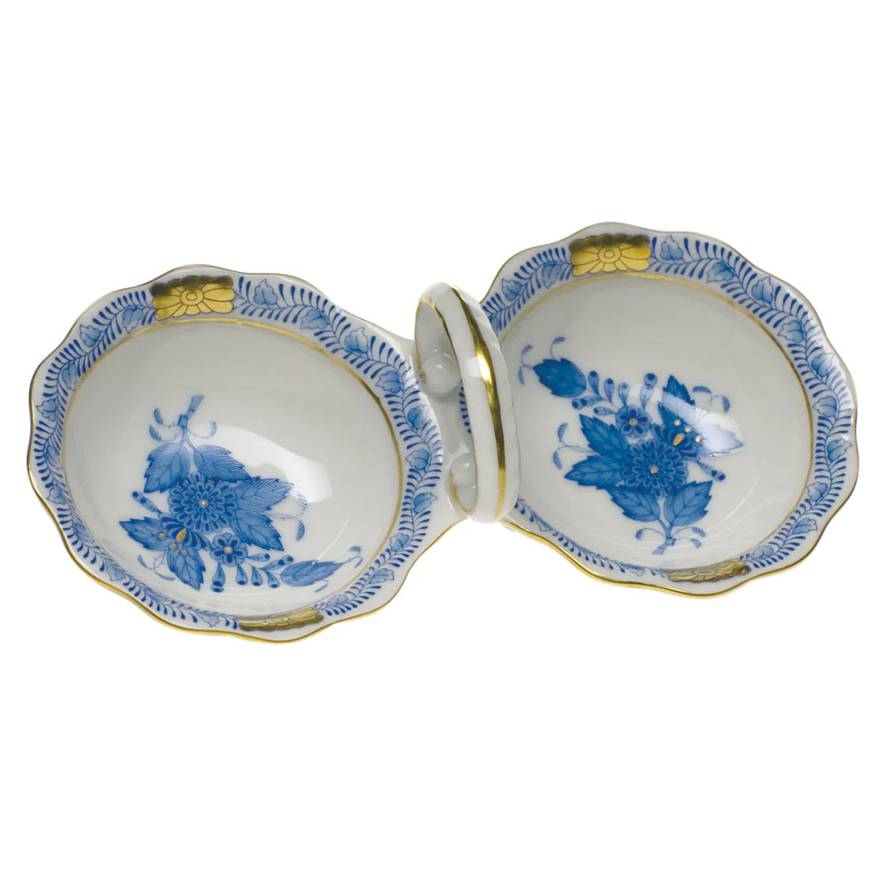 Chinese Bouquet Blue Twin Salt  5.5"l