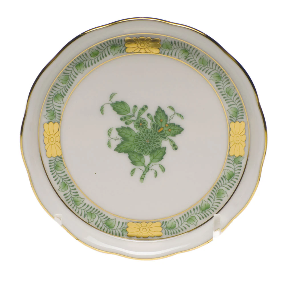 Chinese Bouquet Green Coaster 4"d