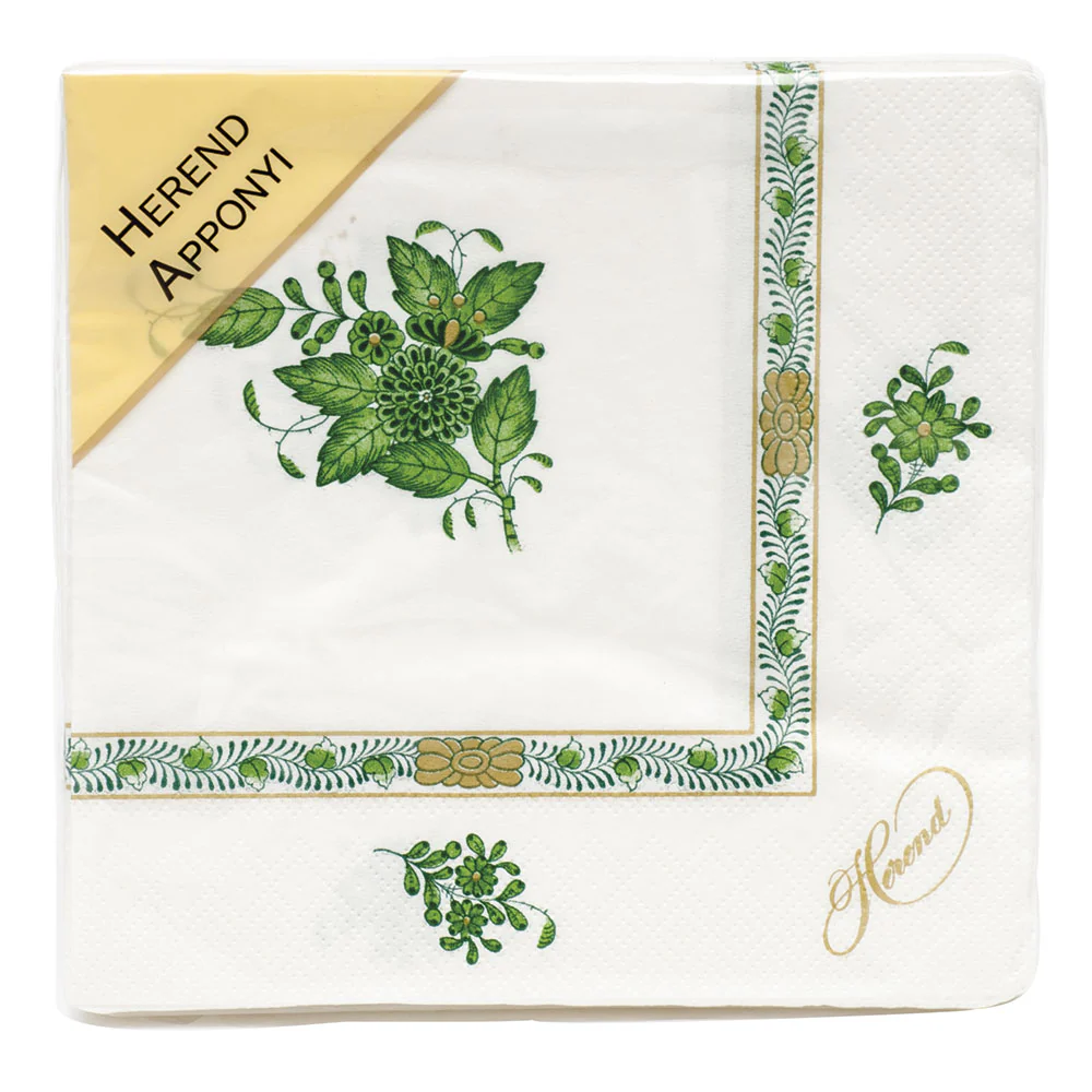 Chinese Bouquet Green Paper Napkins Pack Of 20