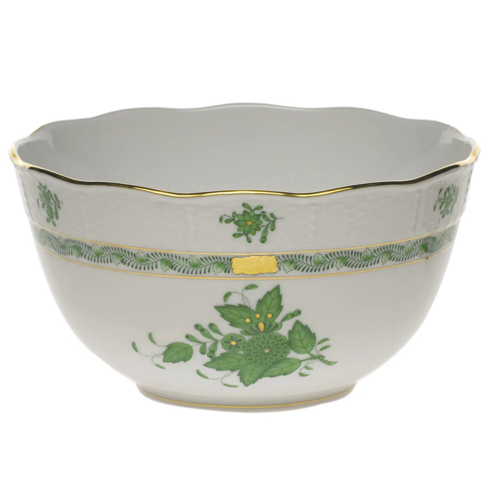 Chinese Bouquet Green Round Bowl  (3.5 Pt) 7.5"d