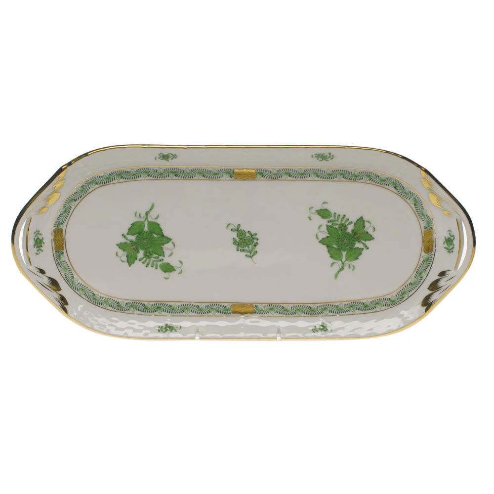 Chinese Bouquet Green Sandwich Tray  14.5"l X 6"w