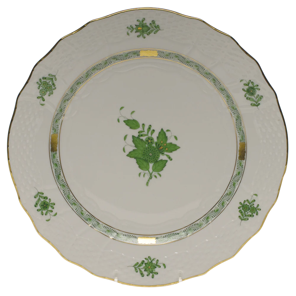 Chinese Bouquet Green Service Plate  11"d
