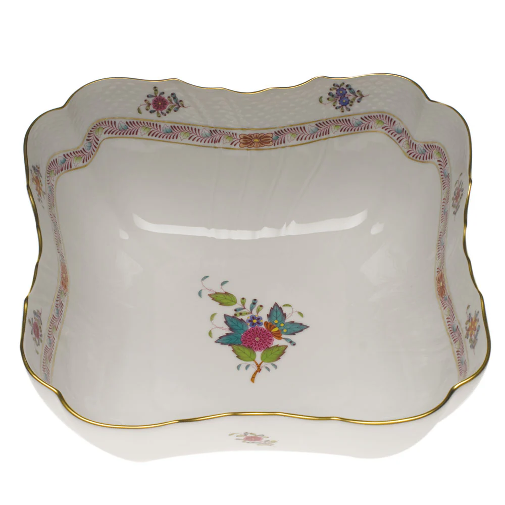 Chinese Bouquet Multicolor Square Salad Bowl  10"sq
