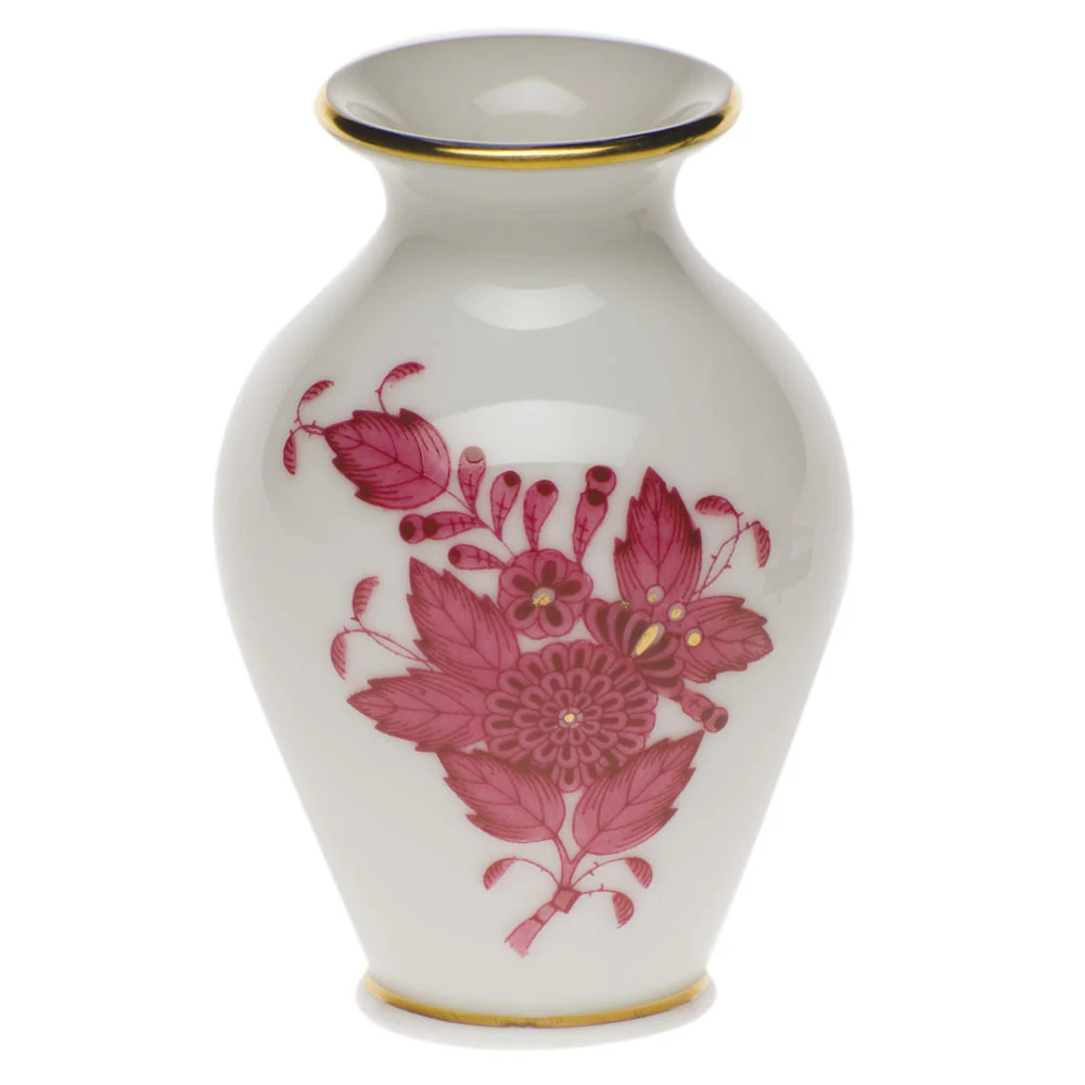 Chinese Bouquet Raspberry Small Bud Vase W/lip 2.5"h