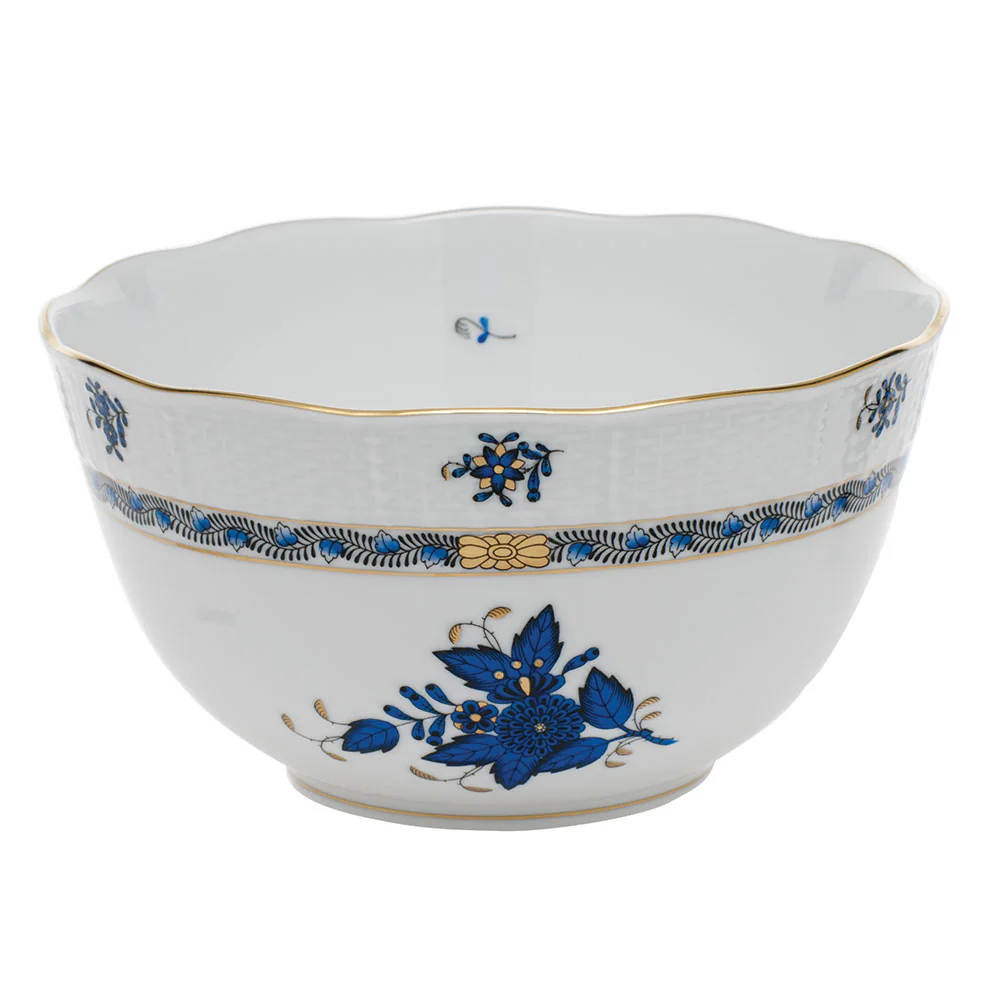 Chinese Bouquet Black Sapphire Round Bowl (3.5 Pt) 7.5"d
