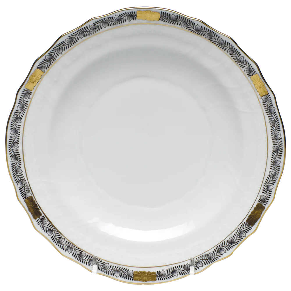 Chinese Bqt Garland Black Salad Plate 7.5"d - Black