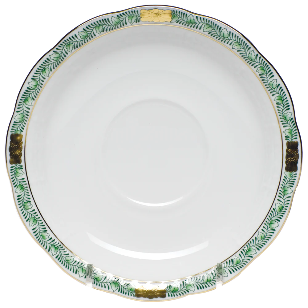 Chinese Bqt Garland Green Tea Saucer 6"d - Green