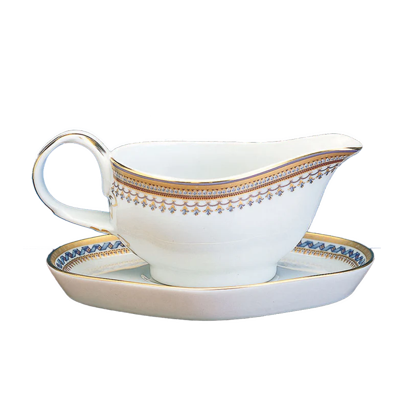 Chinoise  Blue Gravy Boat & Stand