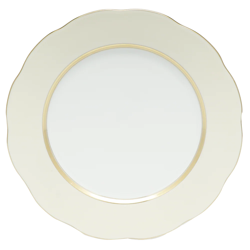 Silk Ribbon Beige Band Dessert Plate 8.25"d - Beige
