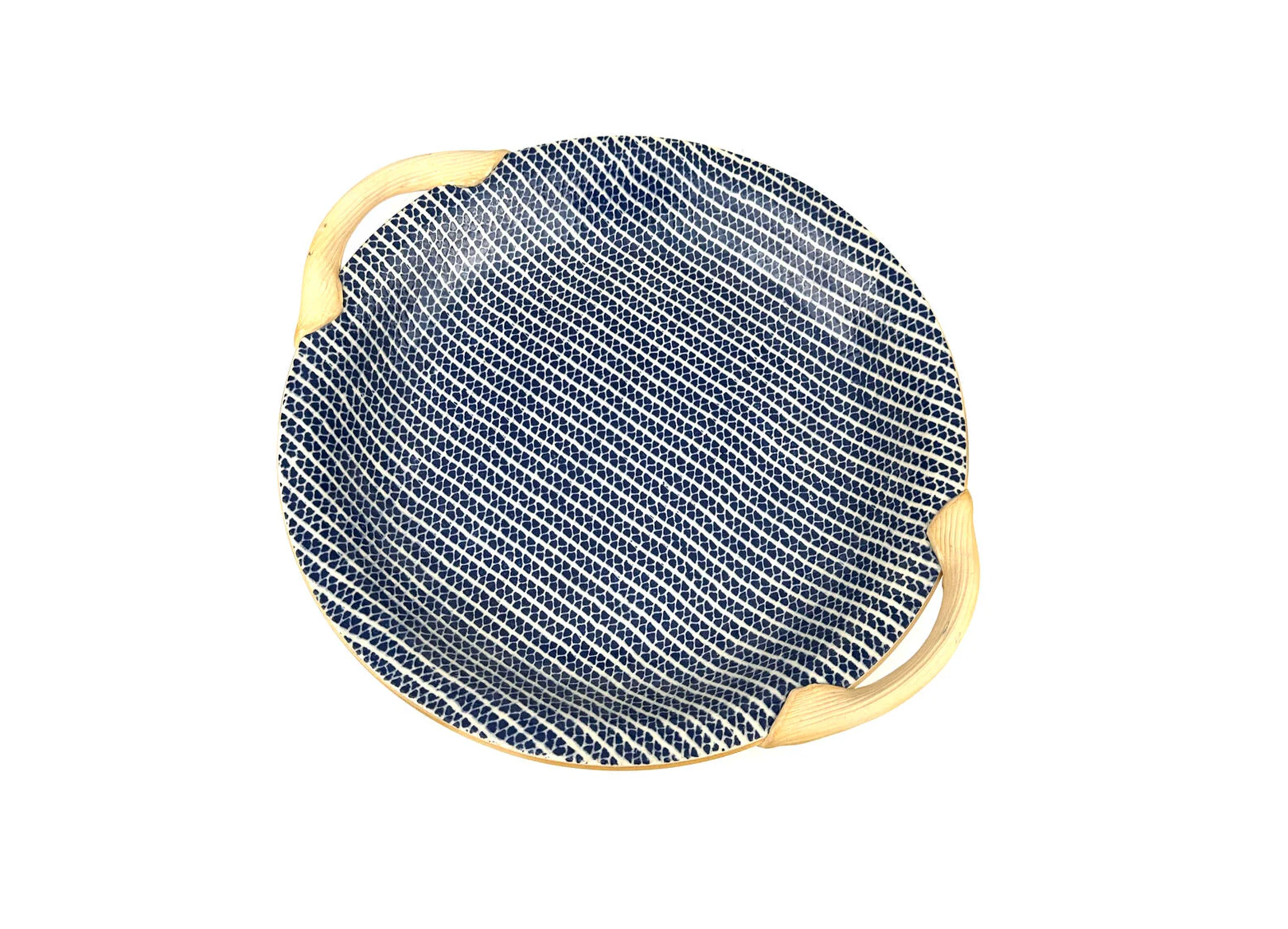 Cobalt 13" Round Tray with Handles