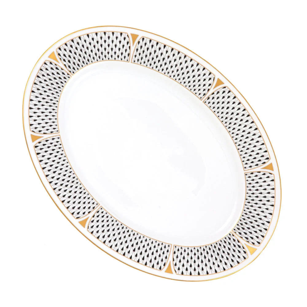 Art Deco Black Oval Platter