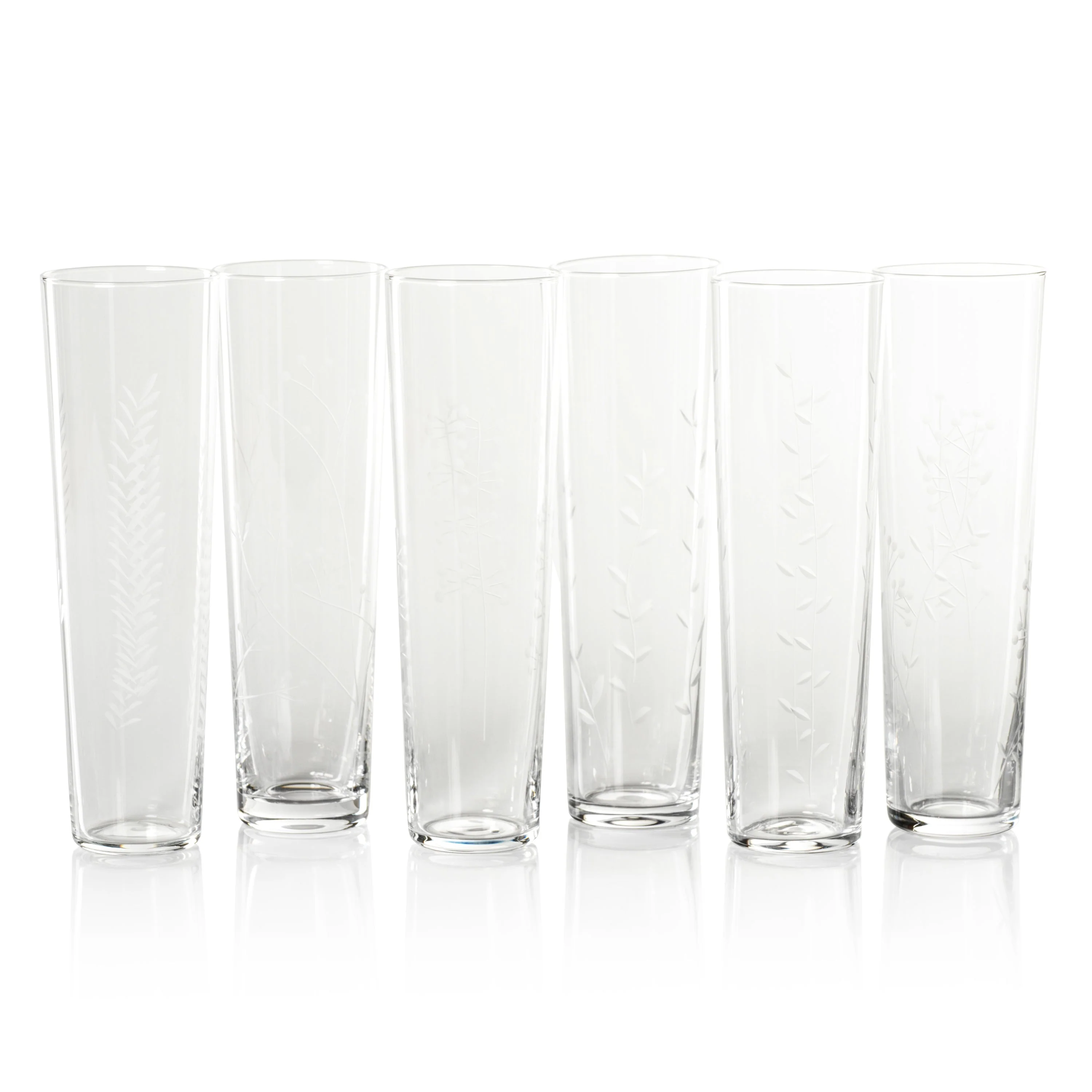 Flora Etched Champagne Flutes Set of 6 - Image 2
