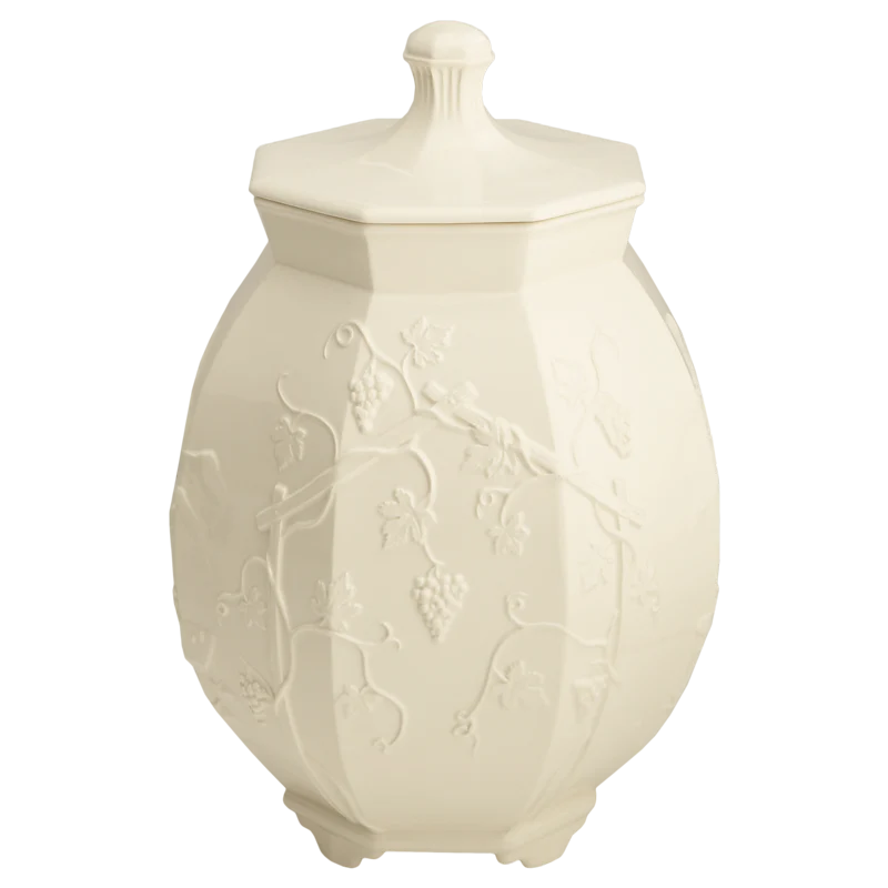 Footed Octagonal Urn w Cover