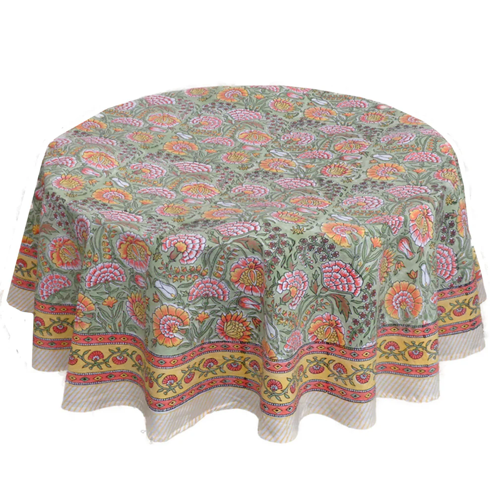 Indian Block Print Tablecloth Round 275cm (10 seater) - Image 4