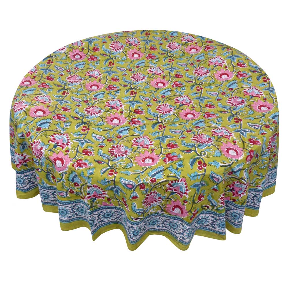 Indian Block Print Tablecloth Round 275cm (10 seater) - Image 7