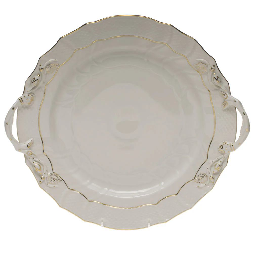 Golden Edge Chop Plate W/handles  12"d