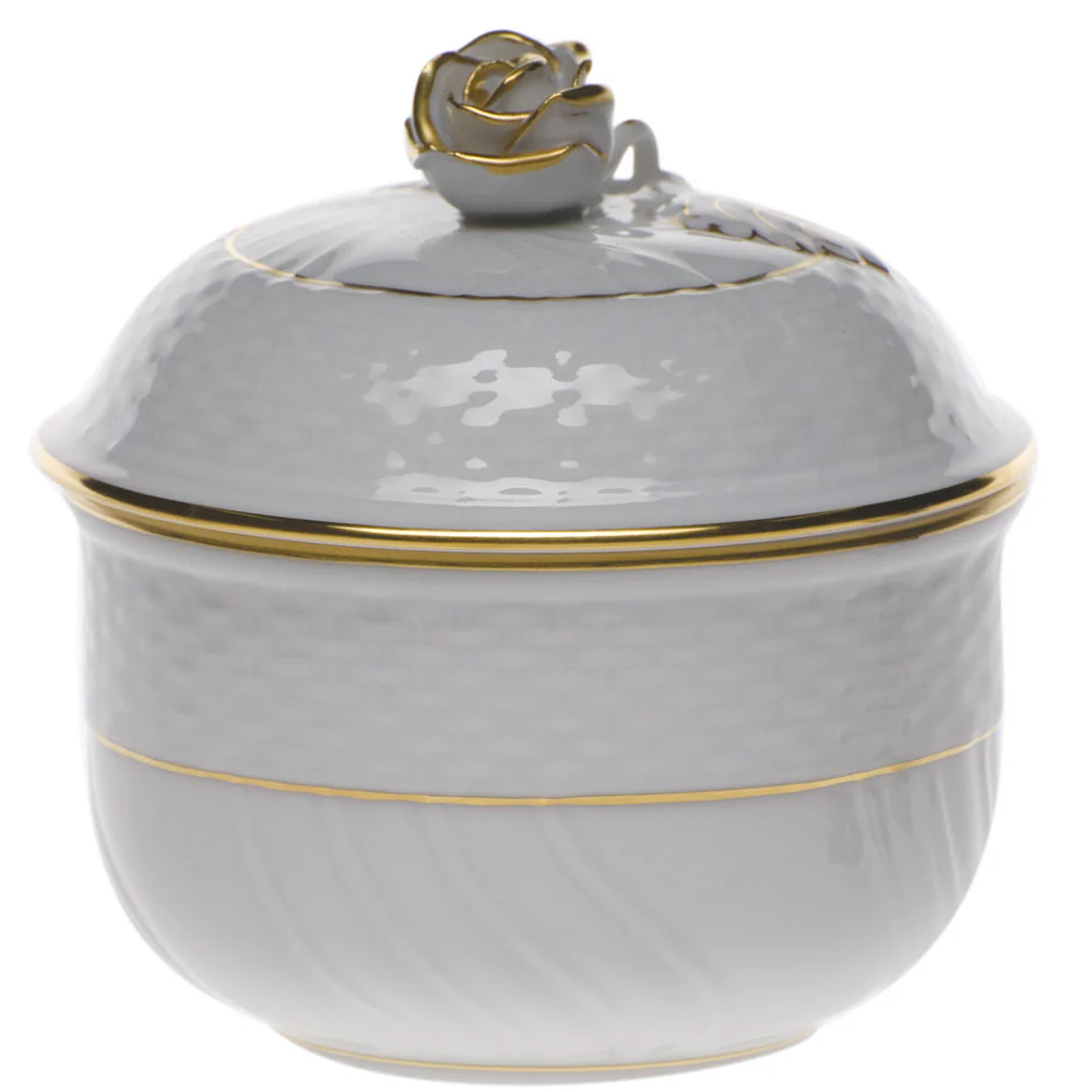 Golden Edge Cov Sugar W/rose  (6 Oz) 4"h