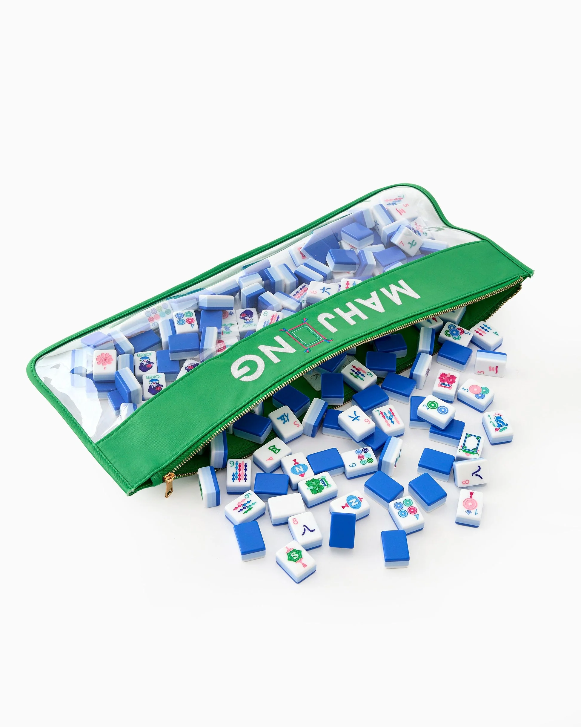 Green Stitched Mahjong Tile Storage Bag