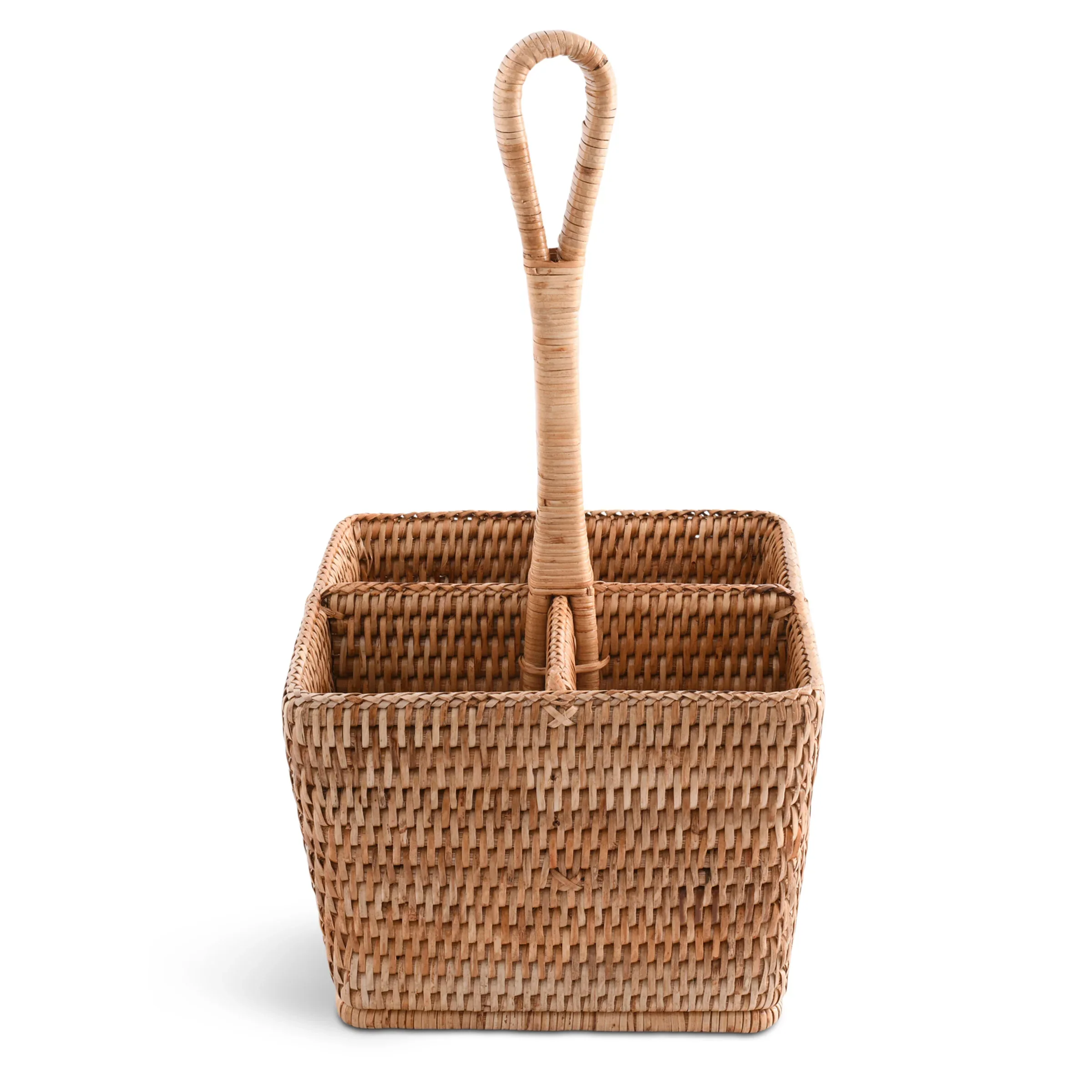 Hand Woven Wicker Rattan Flatware Caddy - Image 2