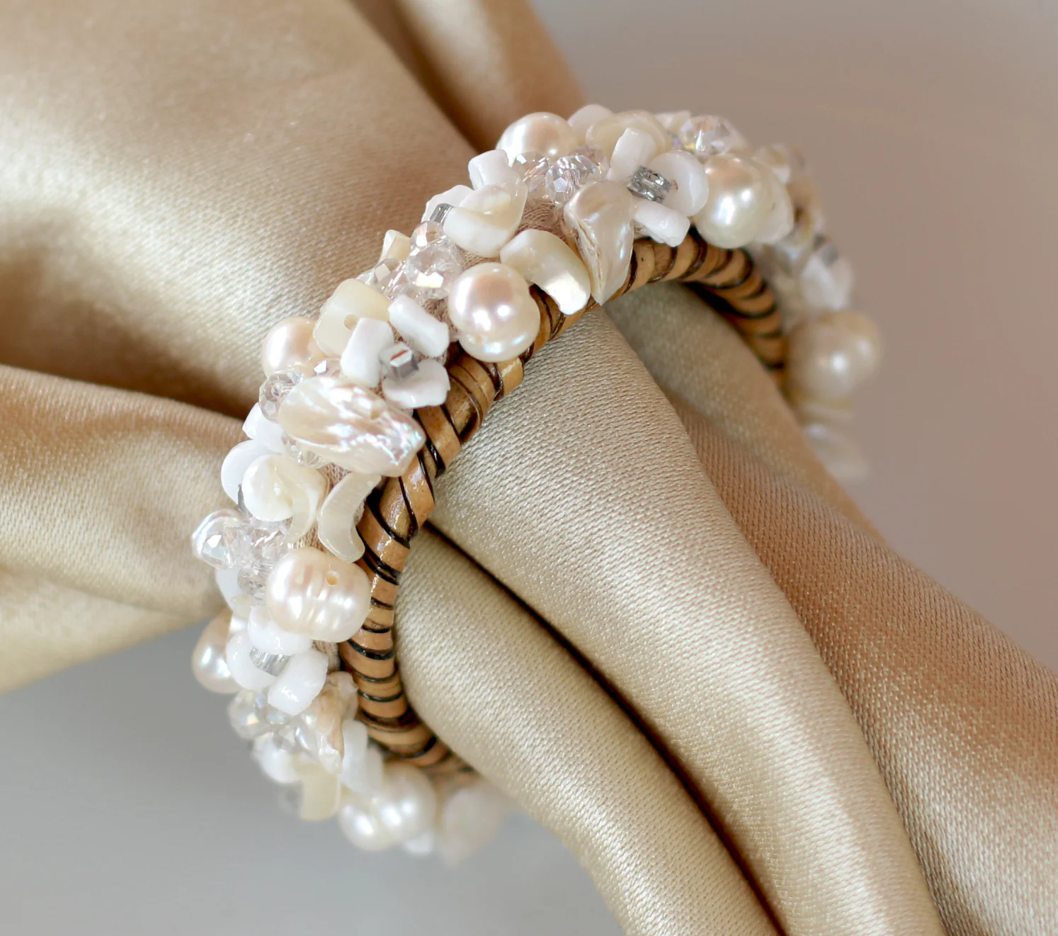 Jewelled Napkin Ring - Crystal White set / 4 pcs