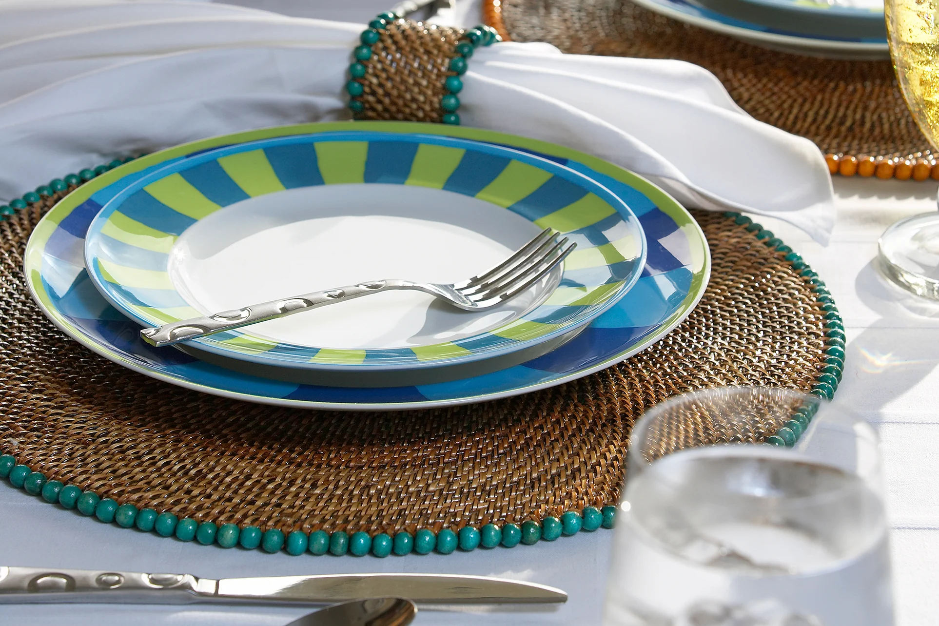 Napkin Ring w/ Beads, SeaGreen, set / 4 pcs - Image 2
