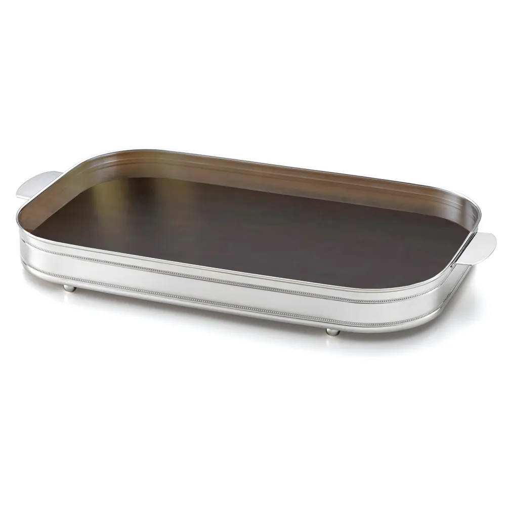 Oblong Gallery Tray with Wooden Bottom