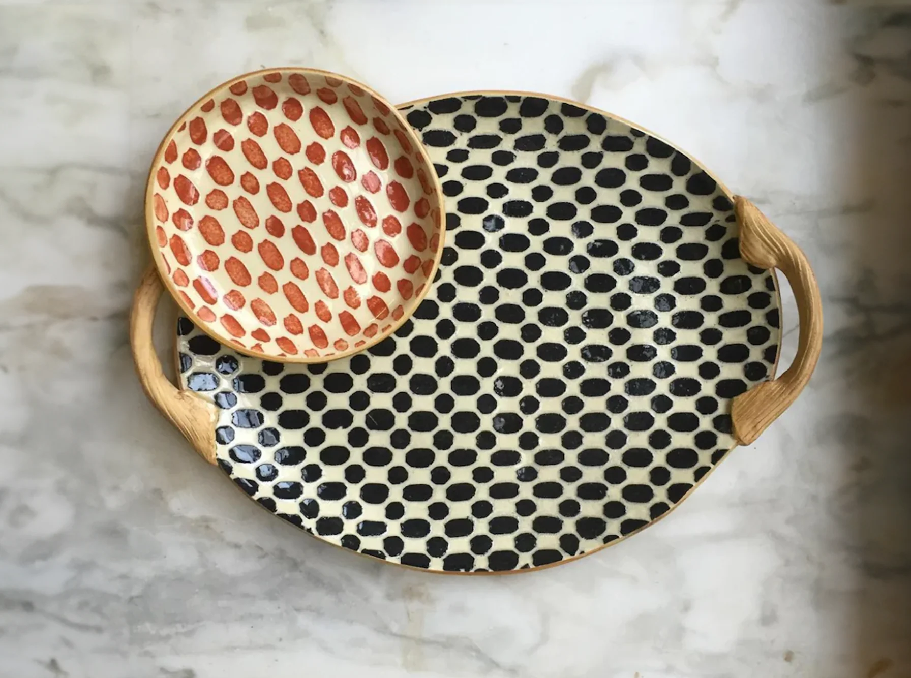 Black Small Oval Tray with Handles - Image 2
