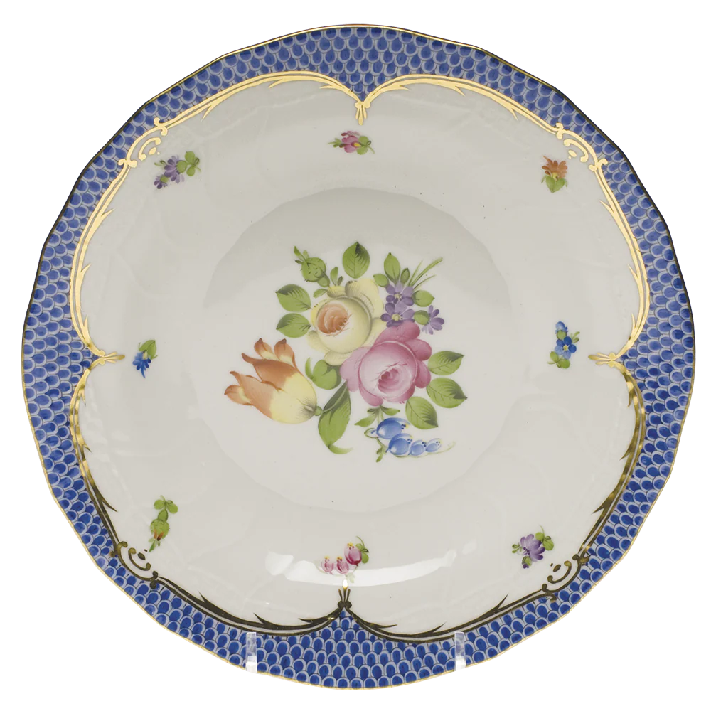 Printemps W/blue Border Dessert Plate - Motif 01 8.25"d