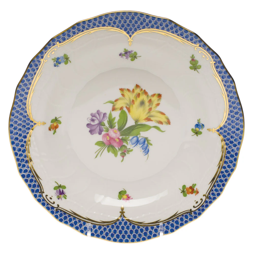 Printemps W/blue Border Dessert Plate - Motif 06 8.25"d - Image 2