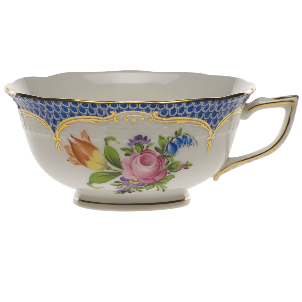 Printemps W/blue Border Tea Cup - Motif 01 (8 Oz)