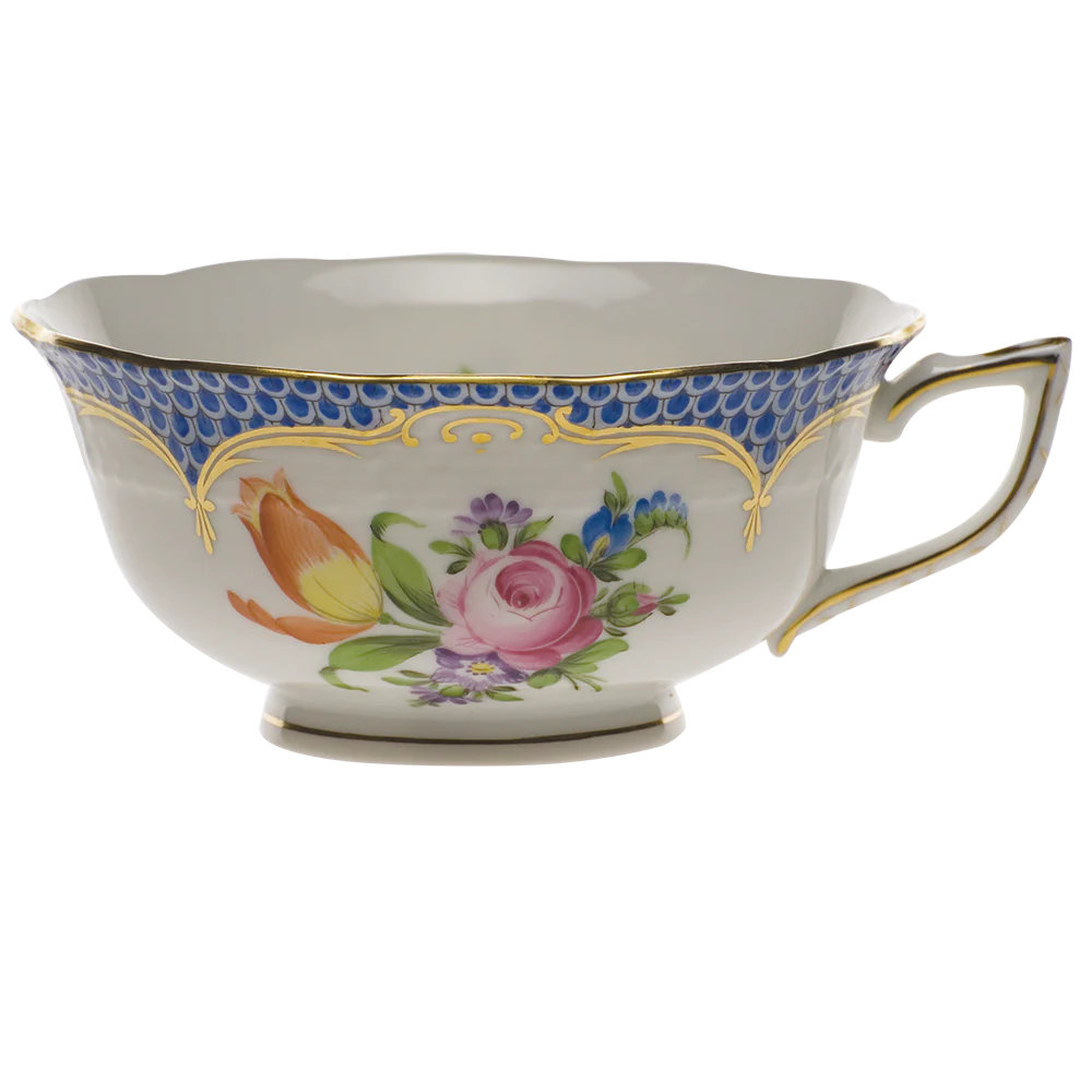 Printemps W/blue Border Tea Cup - Motif 02 (8 Oz)
