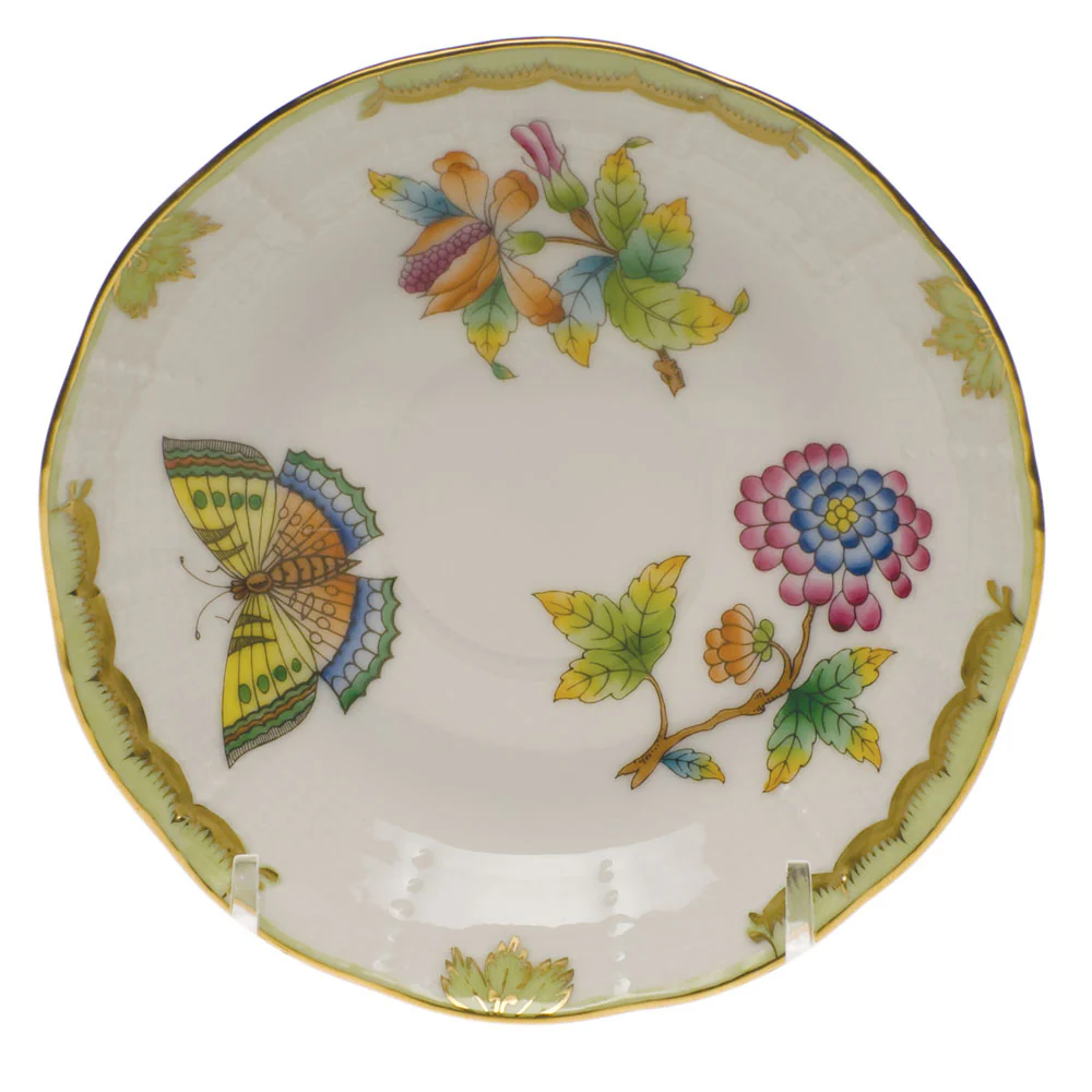 Queen Victoria After Dinner Saucer 4.5"d - Green Border