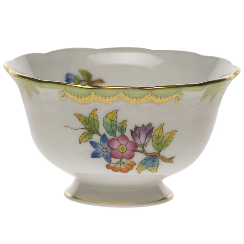 Queen Victoria Open Sugar Bowl  3"d 1.5"h - Green Border