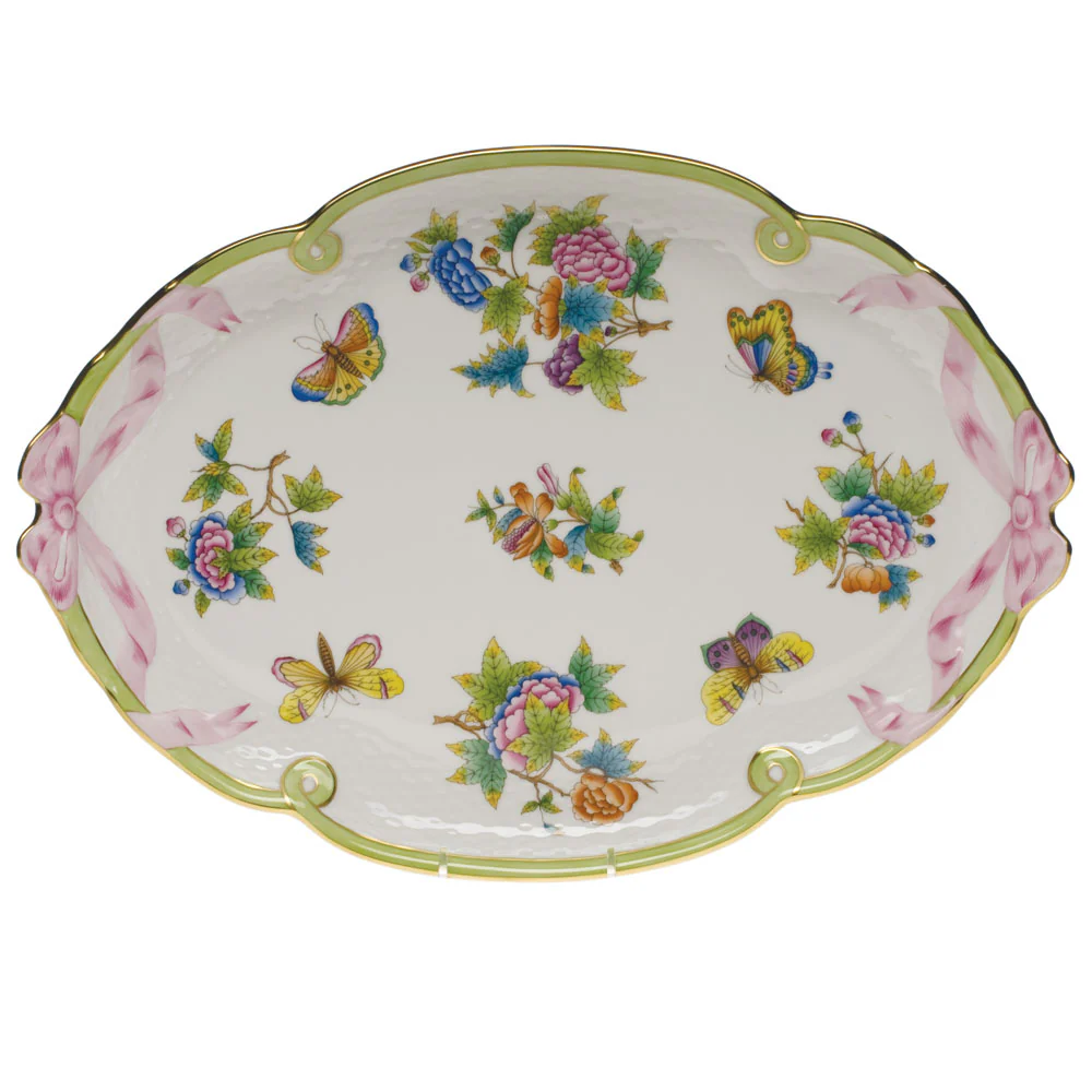 Queen Victoria Ribbon Tray 15.75"l X 11"w - Green Border