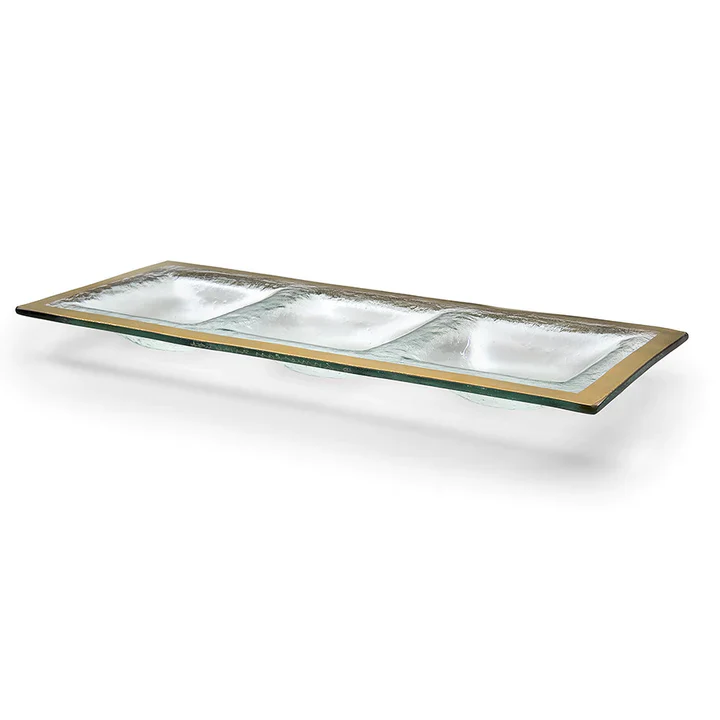 Roman Antique Three Section Glass Tray