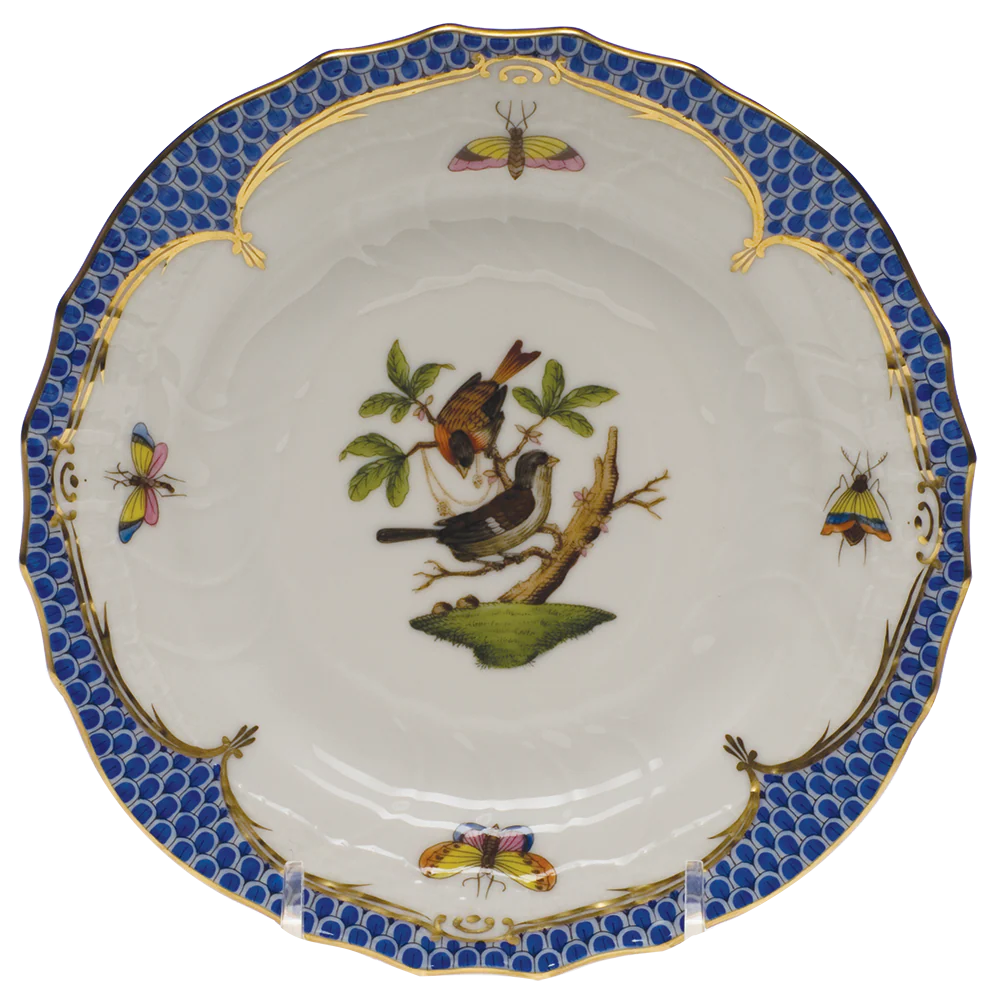 Rothschild Bird Blue Border Bread And Butter Plate - Mo 04 6"d