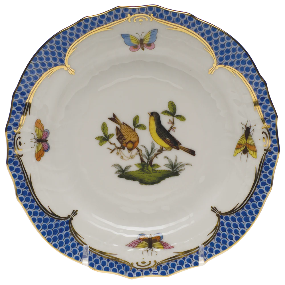 Rothschild Bird Blue Border Bread And Butter Plate - Mo 07 6"d
